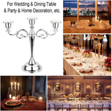 3 Arms Metal Candelabra Candlestick Silver European Elegant Candle Holder Candle StandHome Decoration (Silver Tone)