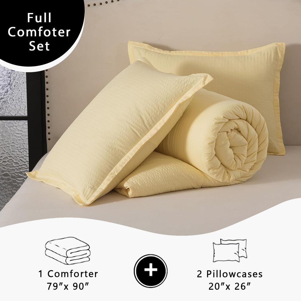 Yellow Solid Microfiber Comforter 3 Pieces
