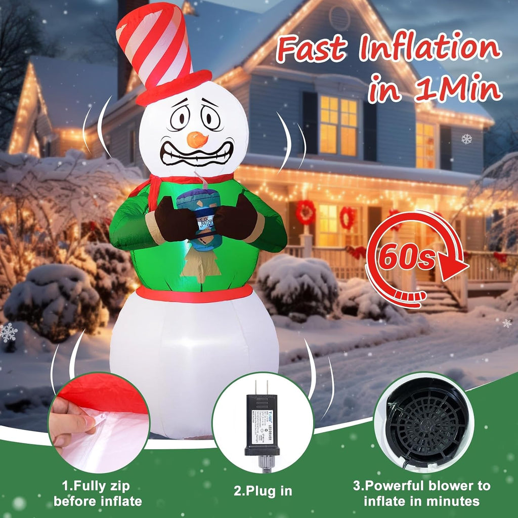 6FT Animated Snowman Christmas Inflatables Outdoor Decorations