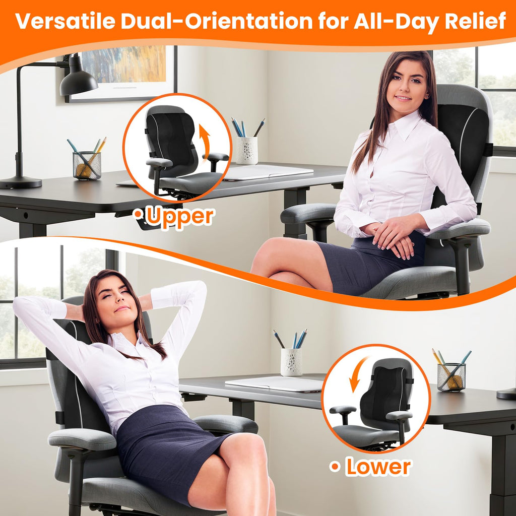 Lumbar Support Pillow, Memory Foam Chair, Black