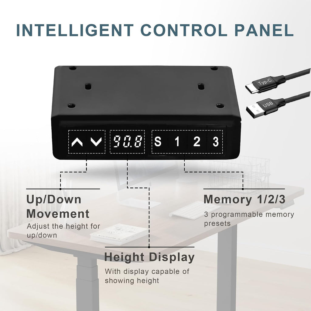 Dual Motor Electric Standing Desk Frame 3 Tier Legs Height Adjustable Handset with USB A+ C Ports Sit Stand up Desk