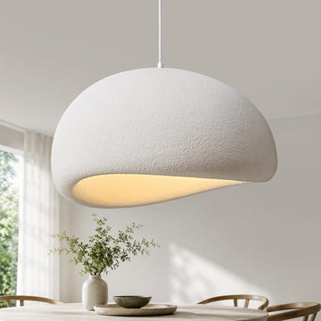 Wabi Sabi Pendant Light 19.7 in White Modern Pendant Lights 3 Color Adjustable LED Bulb Include Japanese Ceiling