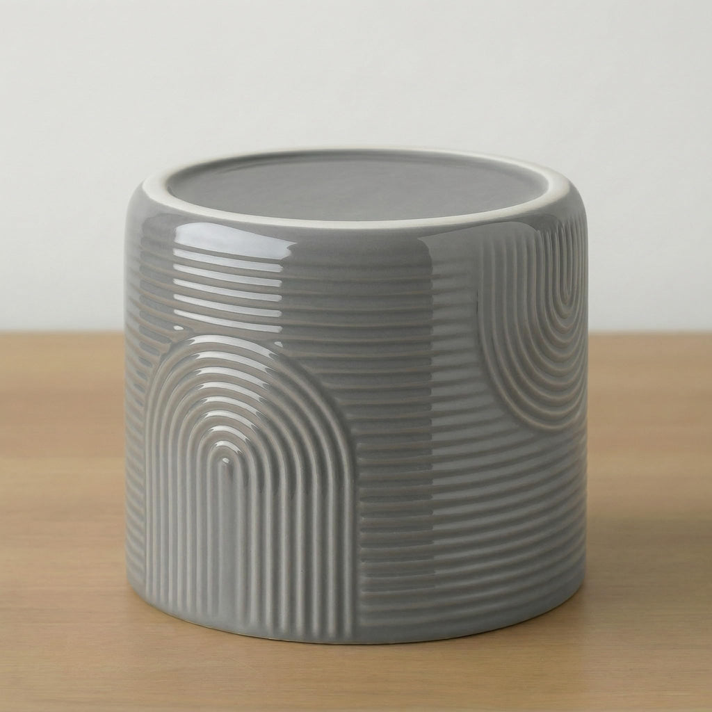 6 Inch Ceramic Plant Pot - No Drainage Hole - Stone Gray