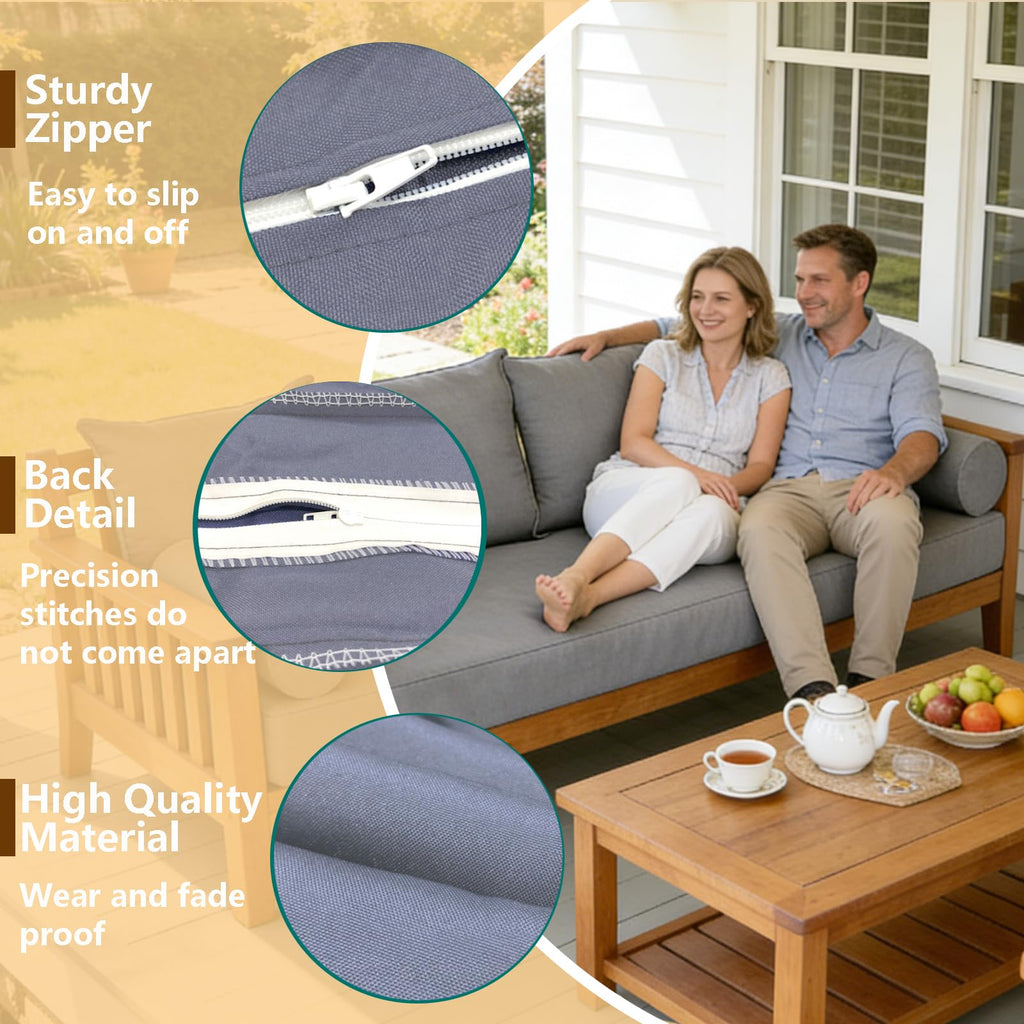 Patio Twin Daybed Cover Waterproof, Grey, 75" W x 39"D x 6"H, 1Pcs