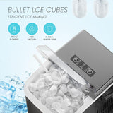Ice Makers Countertop, Portable Ice Machine with Handle, 6 Mins 9 Bullet Ice Cubes with Basket and Scoop, 26lbs