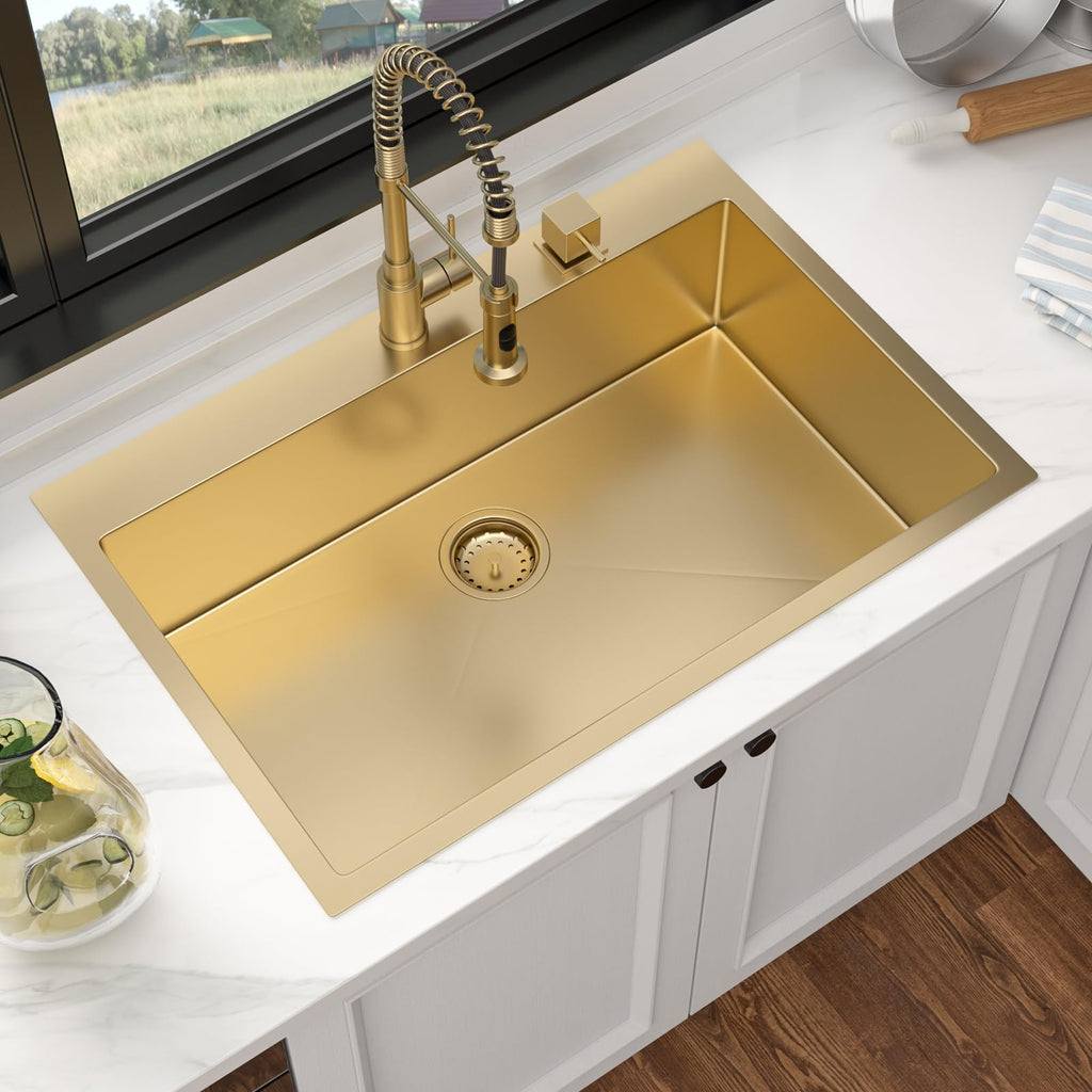 33 Inch Gold Stainless Steel Drop In with Offset