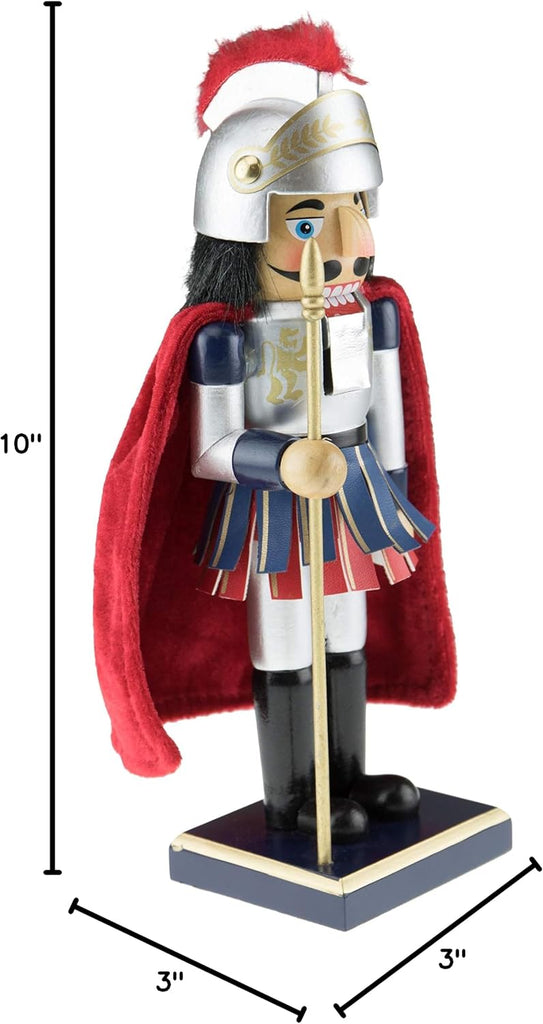 Soldier 10 Inch Traditional Wooden Nutcracker, Festive Christmas Décor for Shelves and Tables