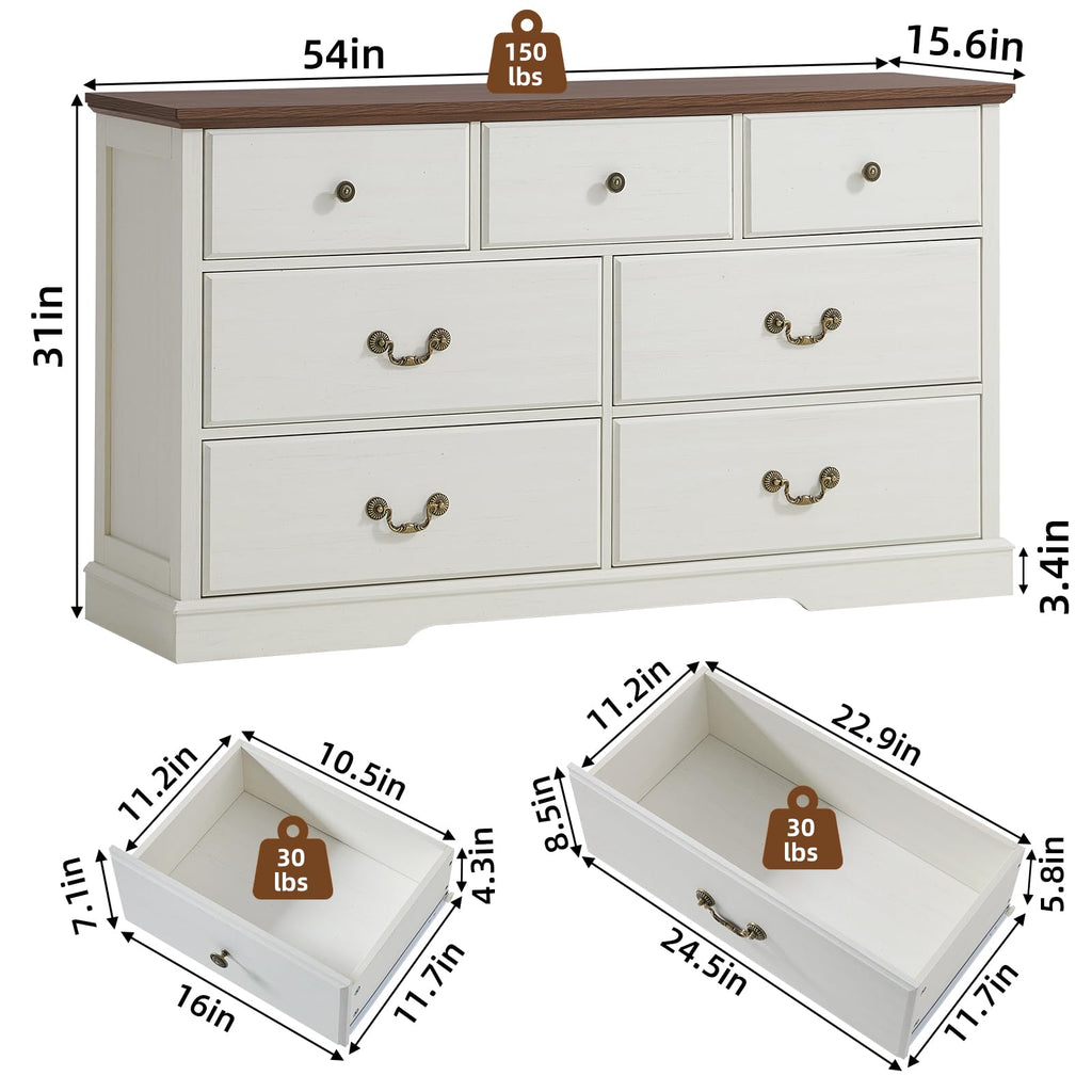 Farmhouse 7 Drawer White