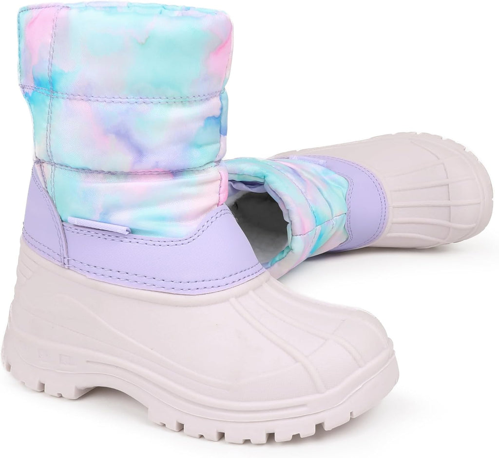 Kids Waterproof Snow Boots,Warm Faux Fur Lined