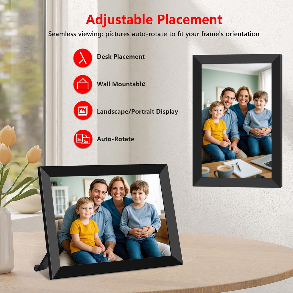Frameo 10.1 Inch WiFi Digital Photo Frame, 32GB Digital Picture Frame with 1280x800 IPS HD Touch Screen, Auto-Rotate