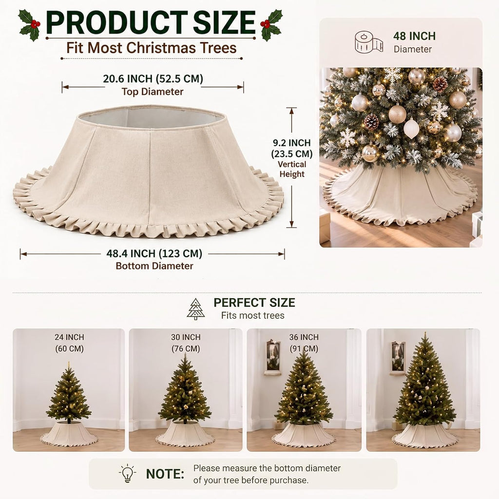 21in Burlap Christmas Tree Skirt Collar Farmhouse Xmas Tree Base