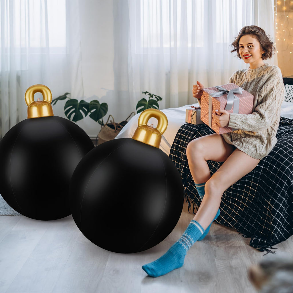 4 Pcs Giant Inflatable Christmas Ball, Solid, Black