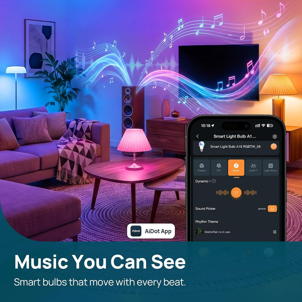 Smart Light Bulbs, Compatibale with Alexa, Google Home, AiDot