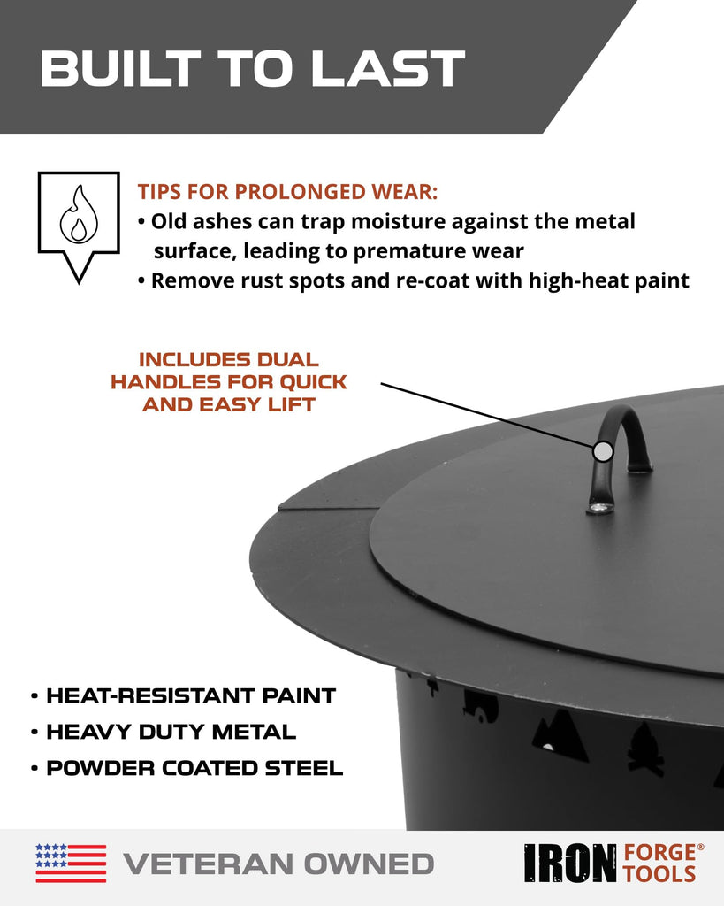Heavy Duty Outdoor Fire Pit Cover Round - 31.5 Inch