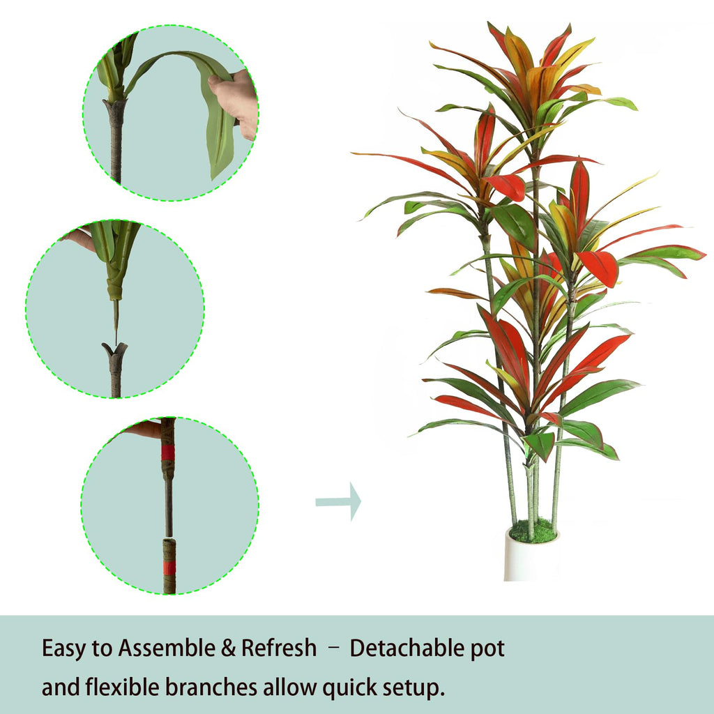 5FT Artificial Dracaena Tree(Red) - Faux Trees Indoor Decor