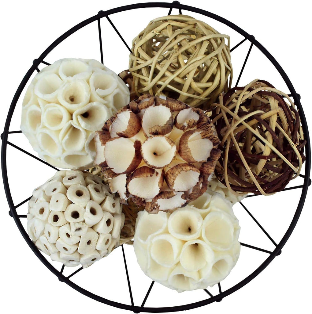 Decorative Balls for Bowls â€" Decorative Balls for Centerpiece Bowl Fillers, Assorted Rattan Wicker Balls Orb - Set of 10