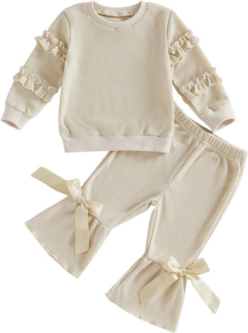 Toddler Girl Clothes Floral Sweatshirt Flare Pants Set