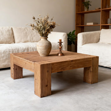 39.37" Solid Wood Square Coffee Table