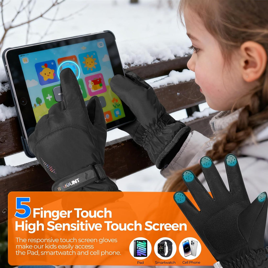 Kids Winter Gloves Ski Touchscreen Waterproof Warm for Boys Girls