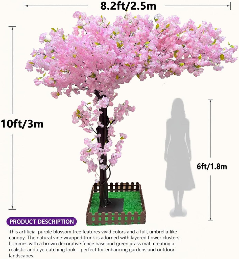 10FT Tall Artificial Cherry Blossom Trees Large for Indoor Outdoors,Fake Japanese Cherry Blossom Tree Light Pink