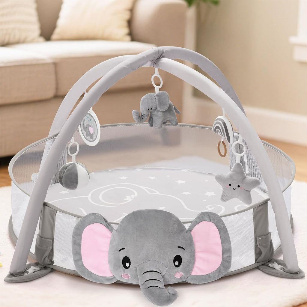 In-1 XL Large Baby Play Gym Mat, Tummy Time Mat, Baby Gym & Ball Pit, Baby Activity Mat with Milestone Cards & 6