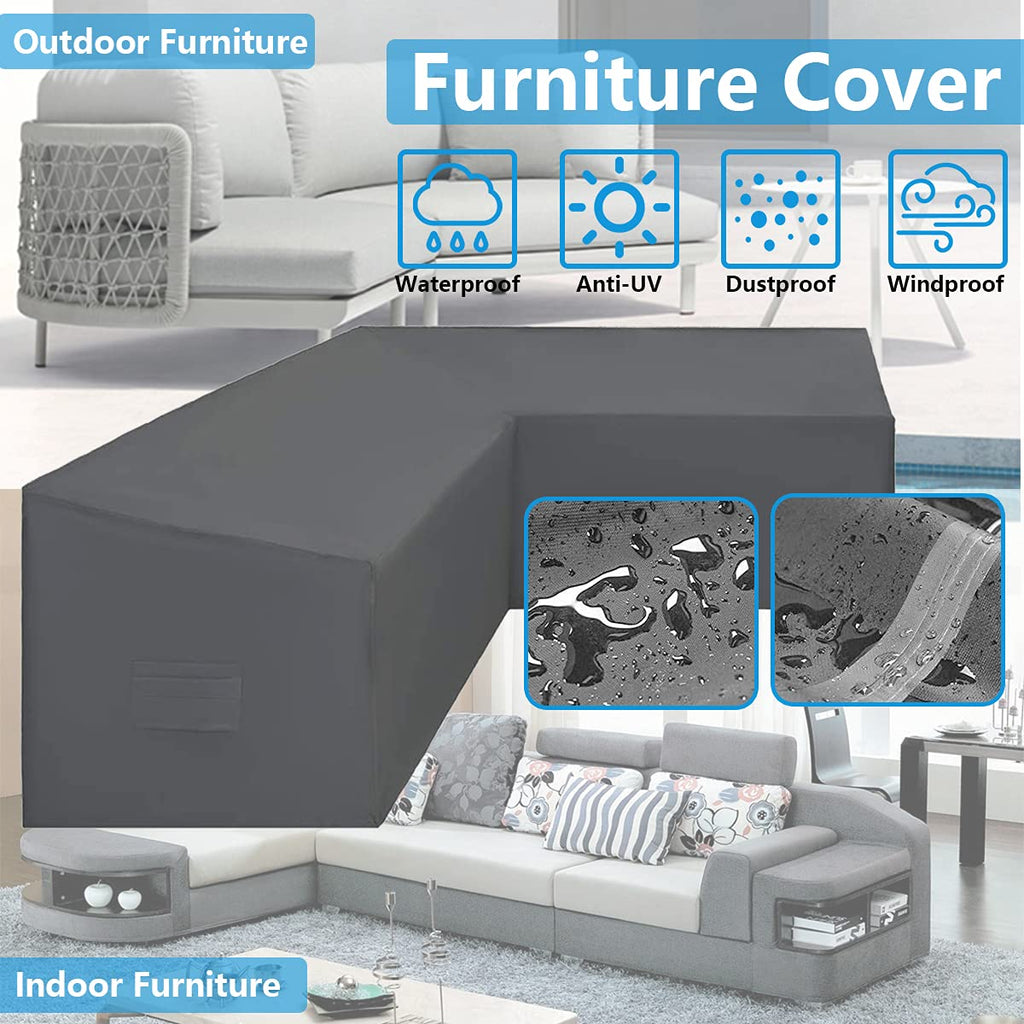Patio L Shape Sofa Cover Sectional Waterproof Corner Sofa Cover Outdoor Dust-Proof Anti-UV Furniture Couch Cover for