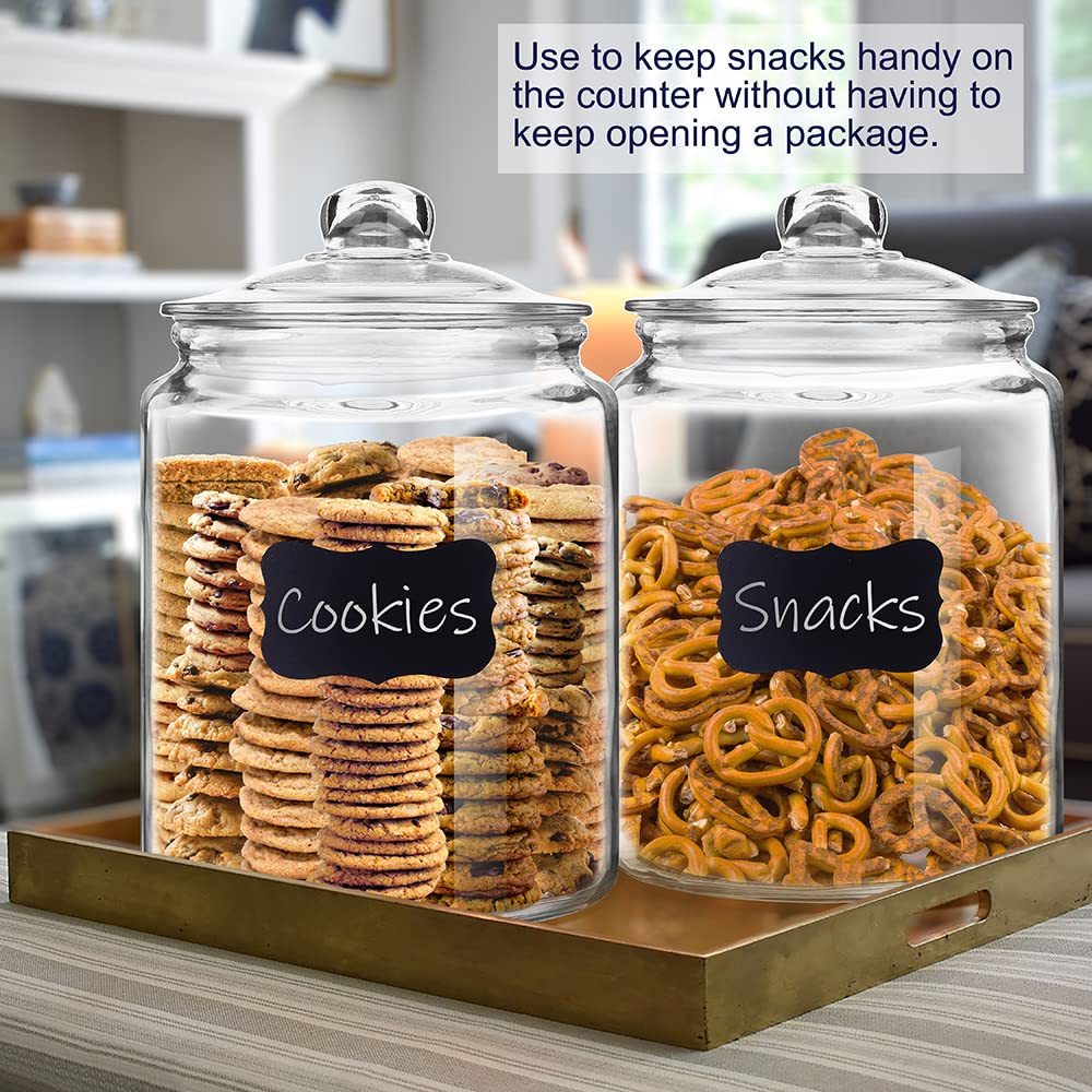 1.5 Gallon Glass Canisters with Airtight Lids, 2 Pack Flour & Cookie Jars