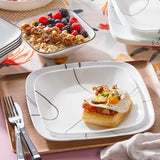 18-Piece Service for 6 Dinnerware Set Triple Layer Glass and Chip Resistant, Lightweight Square Plates and Bowls Set