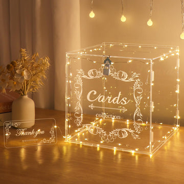 Acrylic Wedding Card Box with Lock Clear Large Letter Envelope Box Acrylic Wedding Gift Card Box Money Box for