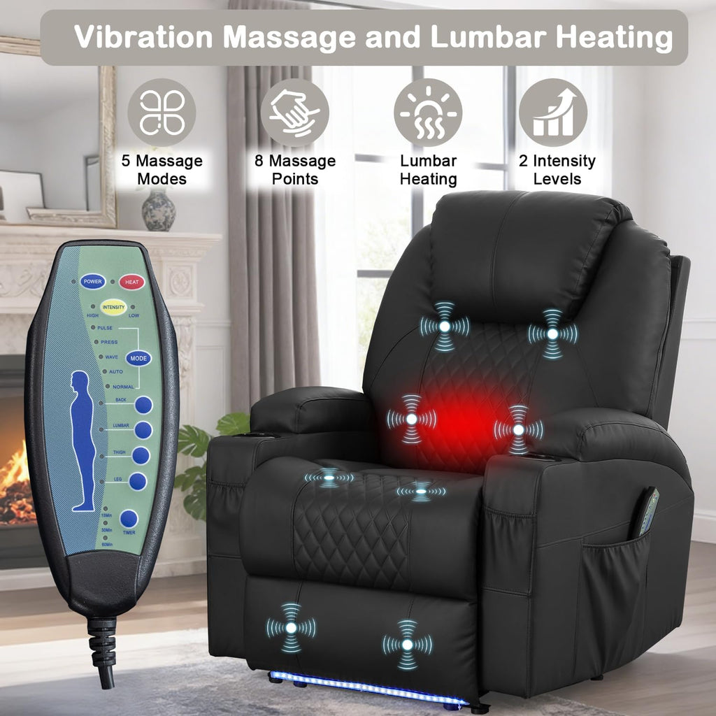Power Recliner Chair with Heat and Massage for Adults