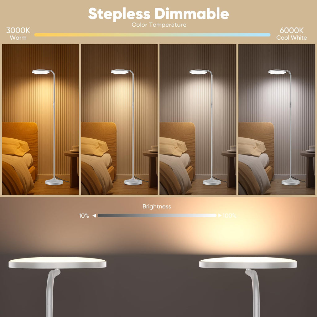 36W LED Floor Lamp, Super Bright Standing Lamp, Modern Stepless Dimmable Torchiere Tall Lamp with Remote Control