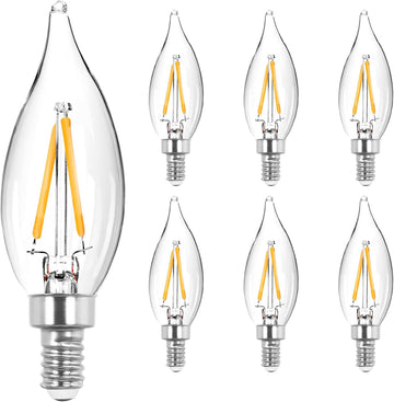 6x1.5 Watt LED Warm White Ceiling Fan Light Bulbs 20W Equivalent C32 Chandelier Light Bulbs Bright and Lasting 110