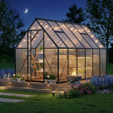 6 x 11 ft Outdoor Polycarbonate Greenhouse Kit, Heavy Duty Greenhouse with Reinforced Aluminum Frame, Adjustable Roof