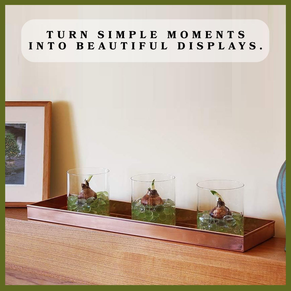 20 Inch Copper Plated Stainless Steel Planter Tray Rectangular Windowsill Herb Succulent Holder Modern Farmhouse