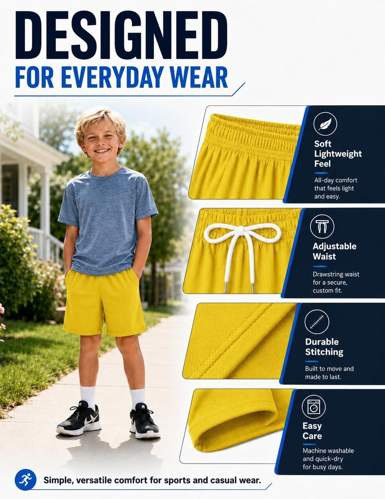 Boys Athletic Shorts Mesh Basketball Soccer Shorts Breathable Quick Dry Running Gym Shorts for Youth