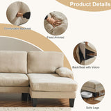 Karl home U-Shape Sectional Sofa Couch 111" Modern 4-Seat Sofa with Chaises Chenille Fabric Upholstered Covertible