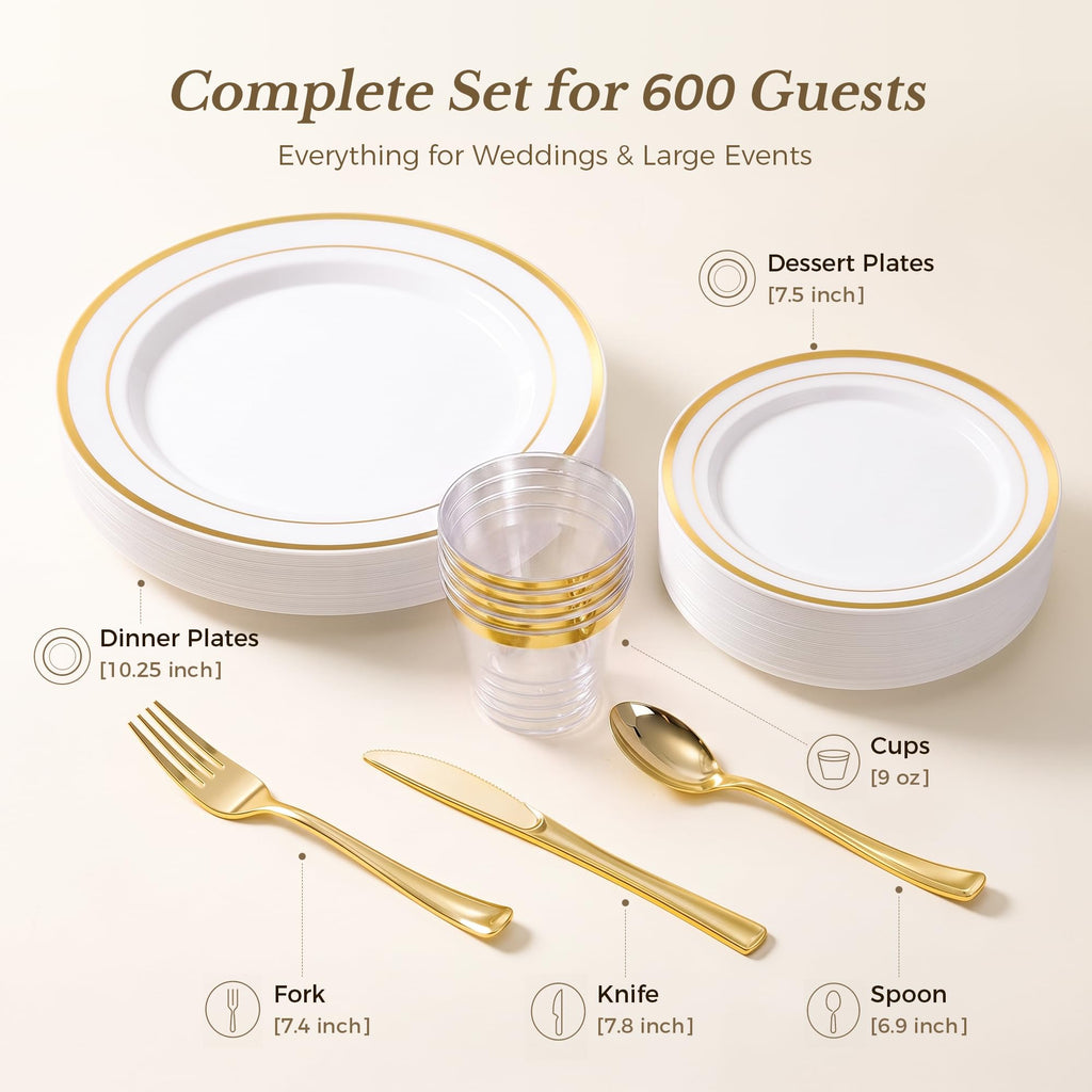 Gold Dinnerware Set for 100 Guests