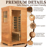 1 Person Infrared Dry Sauna for Home, Low EMF Indoor Sauna Box, Premium Wood Build with 960W Carbon Panels