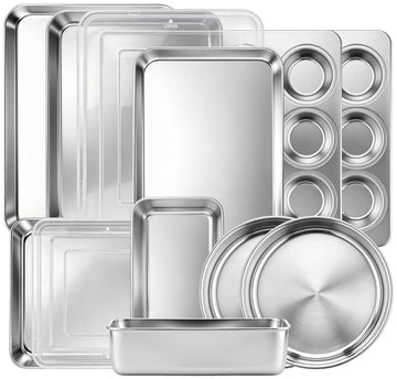 Non-Toxic Stainless Steel Bakeware Baking Sheet Set of 10 with Lid