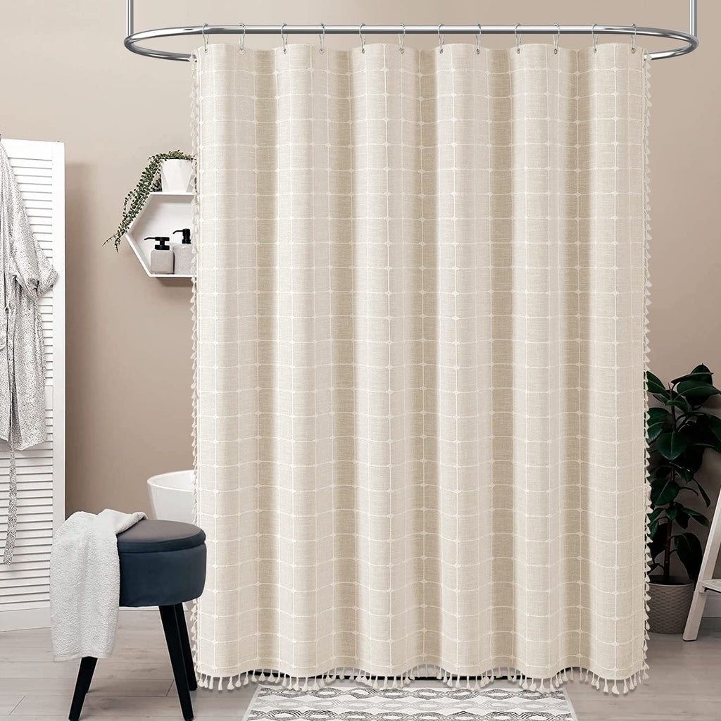 Beige Boho Farmhouse Linen Heavy Duty Set, 72x72, Cream