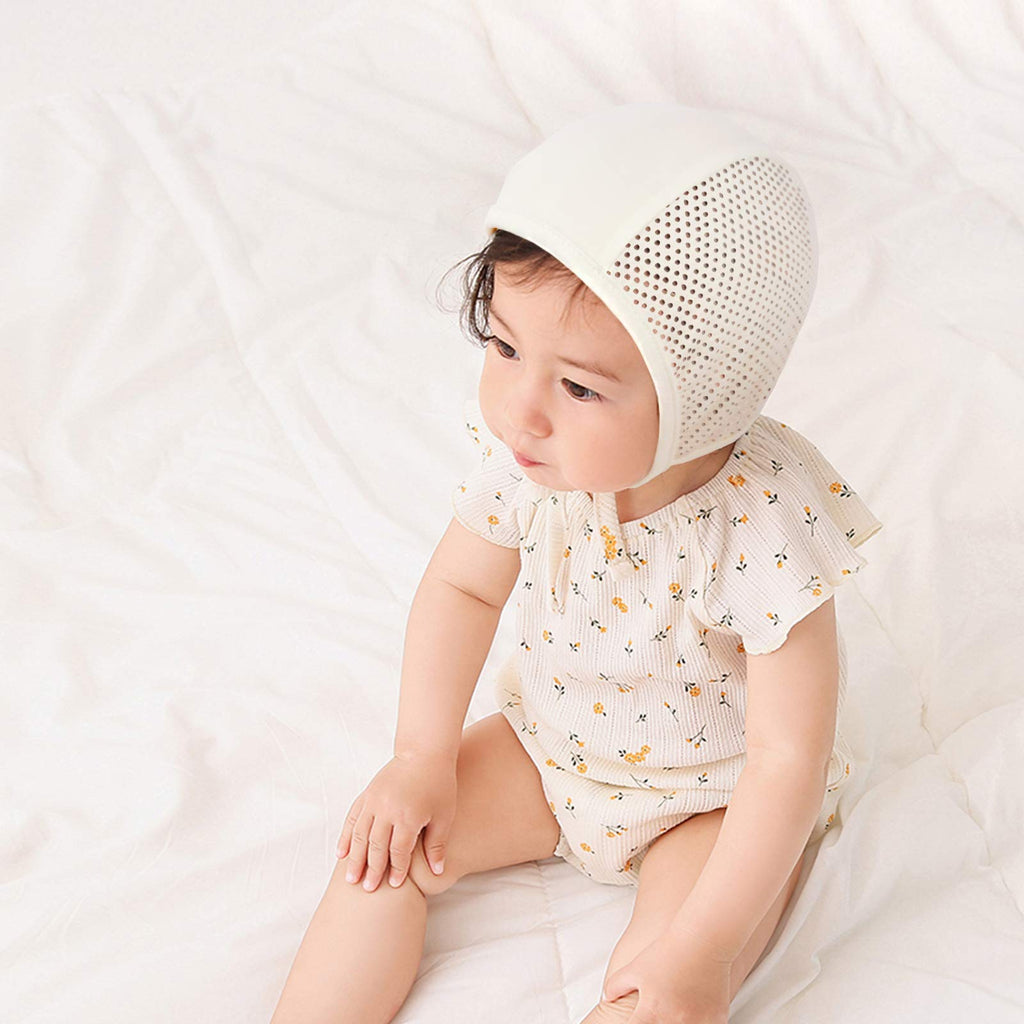 Baby Bonnet Breathable Mesh Pilot Cap - Pink & White, L