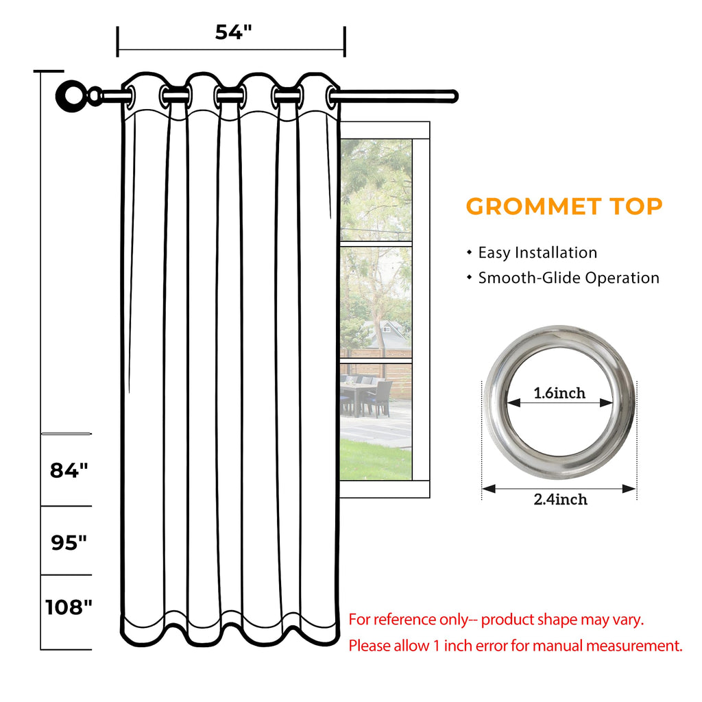 4 Panels Outdoor Sheer Curtains Waterproof With Grommet