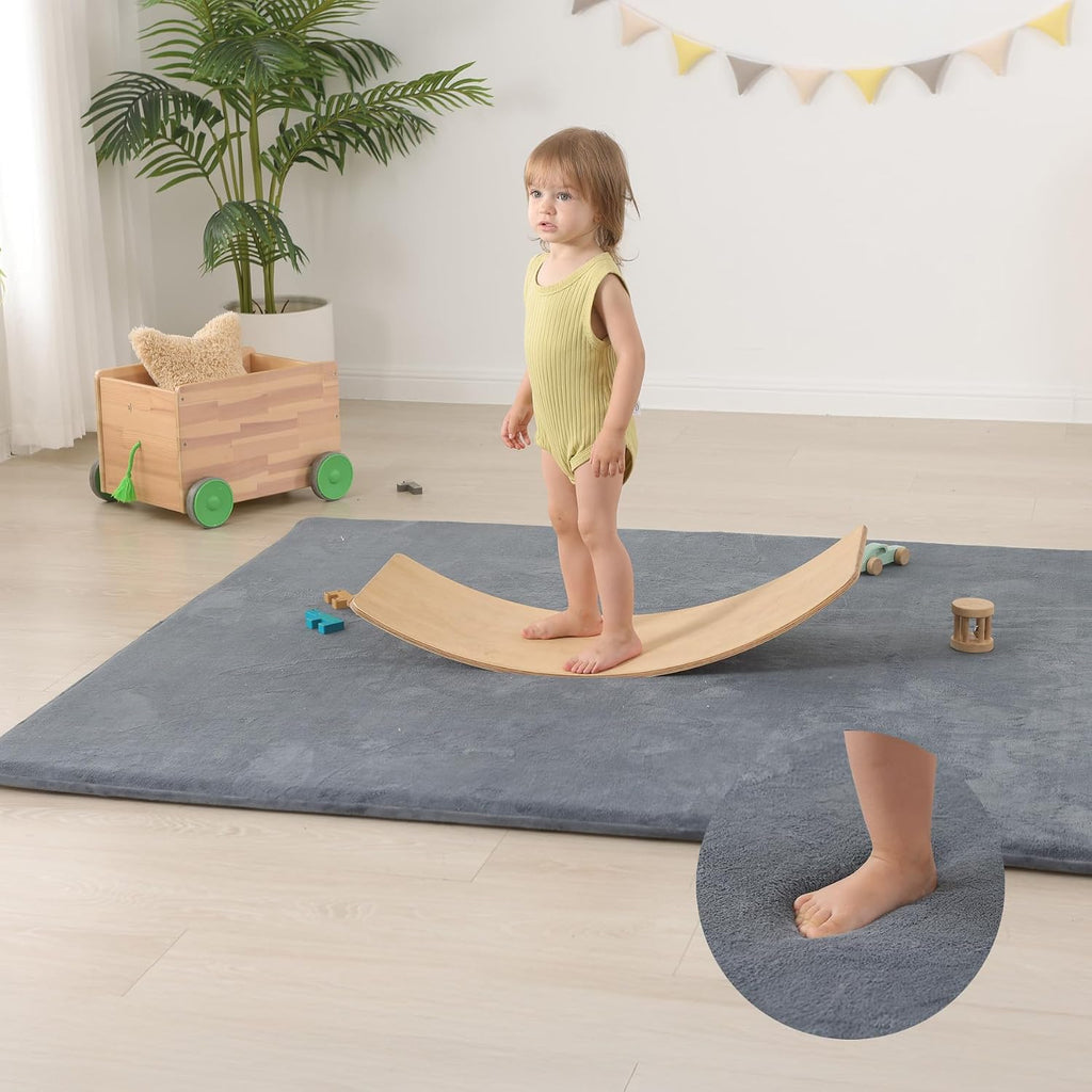 Play Mat for Floor, Thick 74"×50" Playpen Mat (Dark Grey)