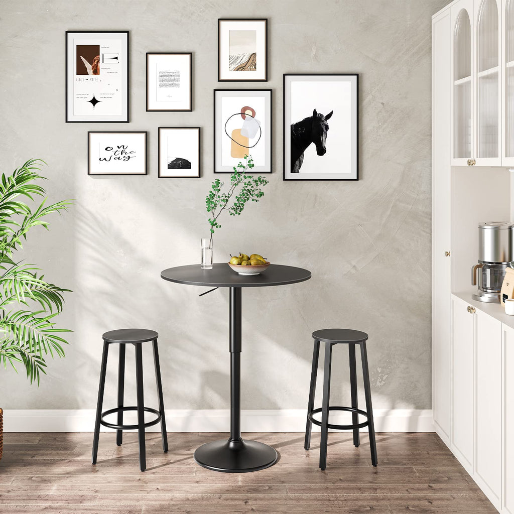 Bar Table, Height-Adjustable Round Pub Table 27-35.4 Inches, Cocktail Table with Sturdy Base, Modern Style, Easy to