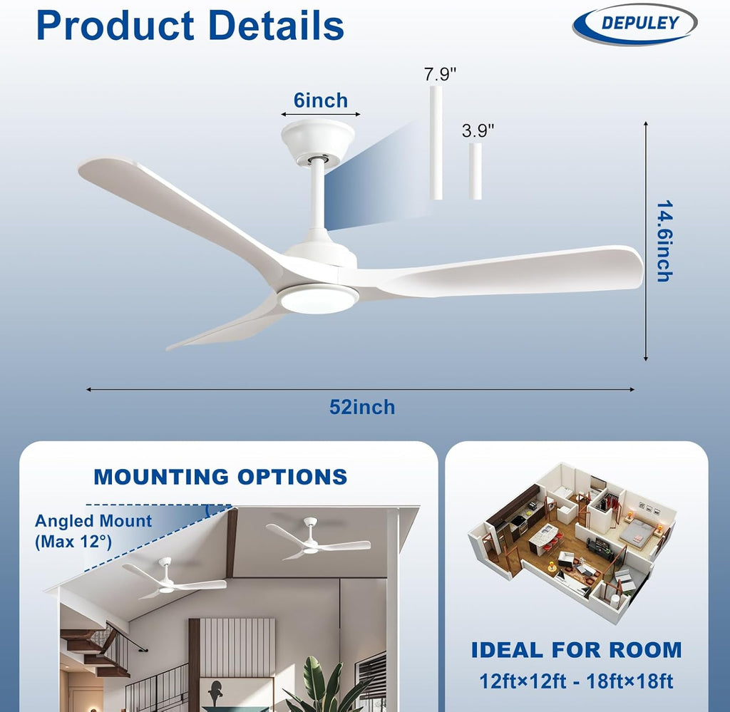 52-Inch 3-Blade Ceiling Fan with Light Transform Your Space with Comfort and Style 52-Inch Outdoor Ceiling Fan with Light  Quiet,Smart Control, Ideal for Year-Round Comfort A101-B0DRJQRK3J