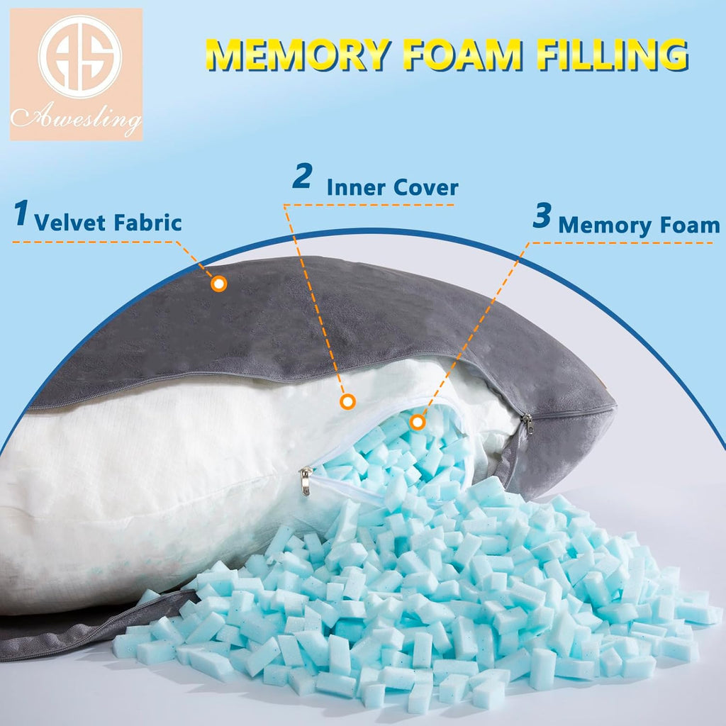 Shredded Memory Foam U Shaped Pregnancy Pillow with Cover | Shredded foam adapts to body curves, relieves back & hip