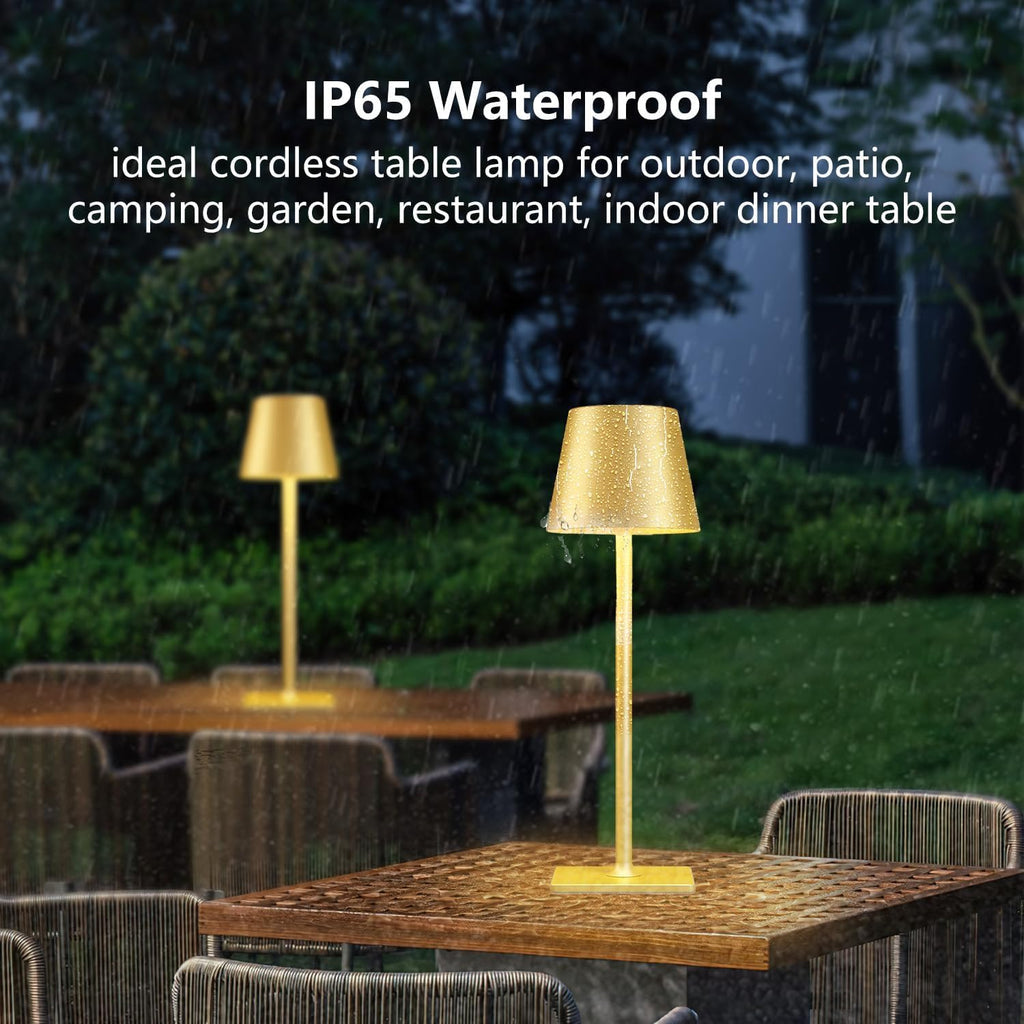 Gold Rechargeable Cordless Table Lamp, Battery Operated, 2 Pack