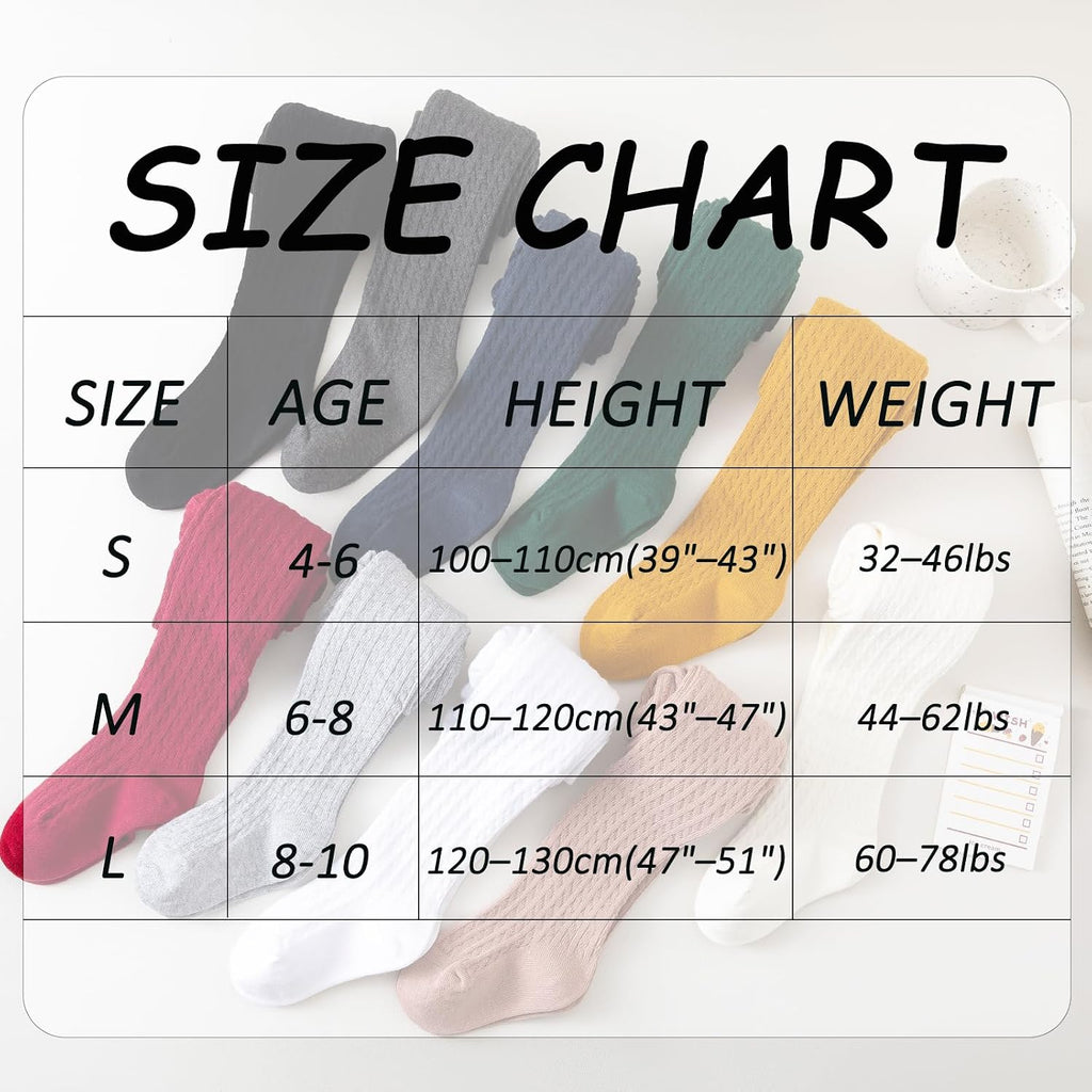Ribbed & Cable Knit Tights Cotton Seamless Dress School Leggings