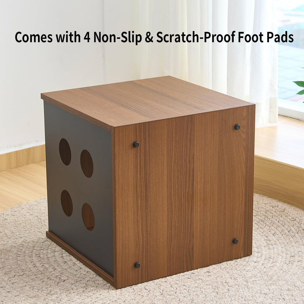 Wooden Indoor Cat House Suitable for Pets Under 66 Lbs, for Large Cats, Sturdy & Durable Semi-Enclosed Cat Bed Condo