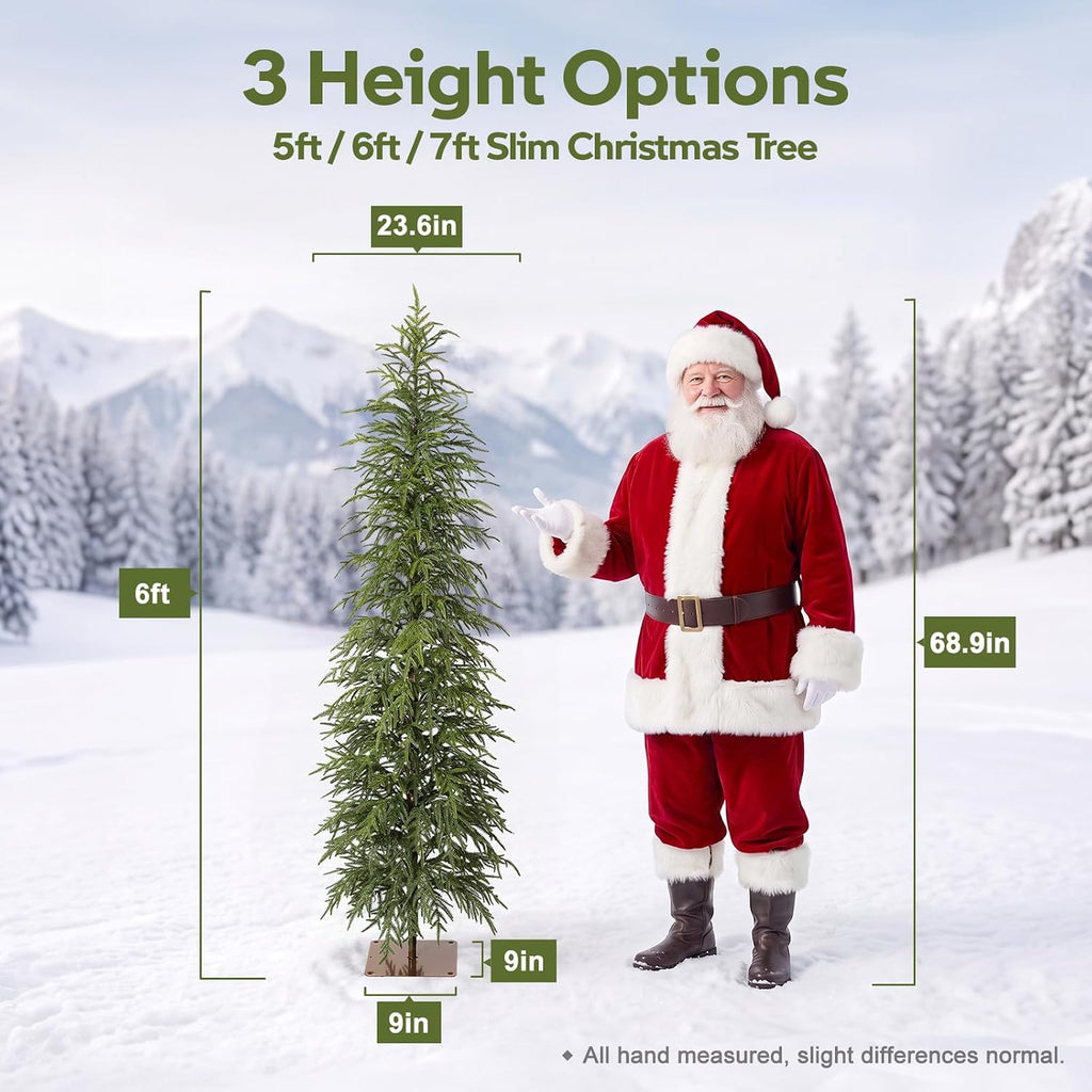 Unlit Christmas Tree 6ft, Skinny Slim Pencil Xmas Tree